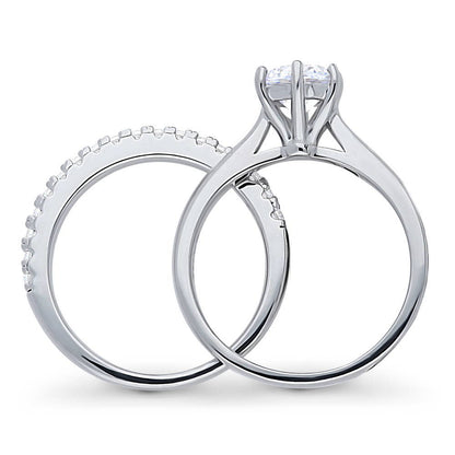 Solitaire 1ct CZ Ring Set in Sterling Silver