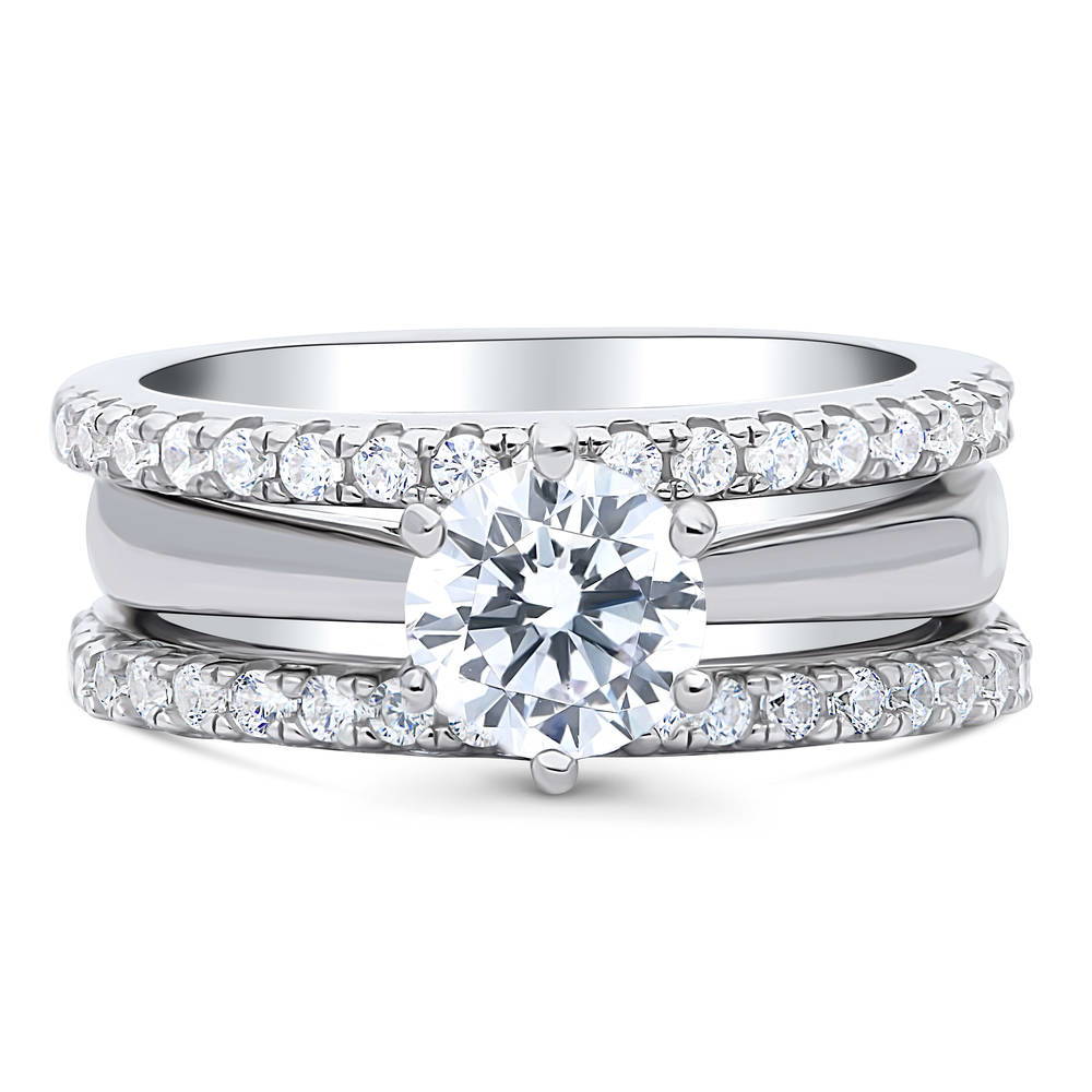 Solitaire 1ct CZ Ring Set in Sterling Silver, 1 of 12