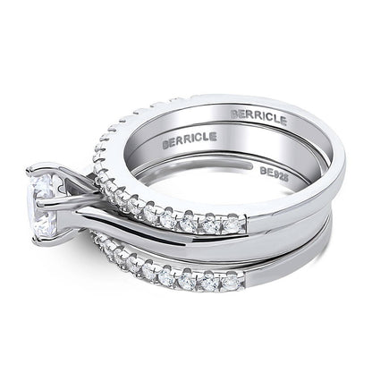 Solitaire 1ct CZ Ring Set in Sterling Silver