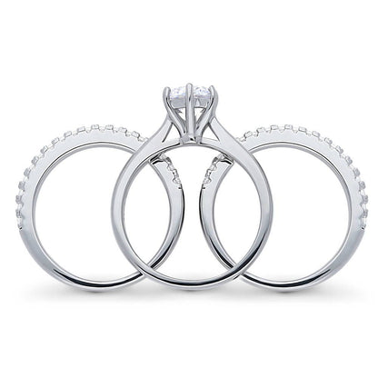 Solitaire 1ct CZ Ring Set in Sterling Silver