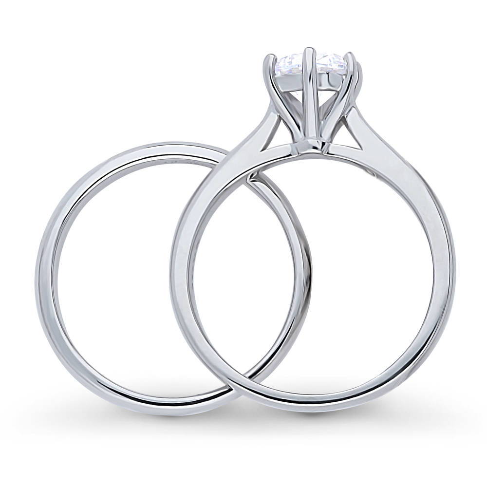 Alternate view of Solitaire 1ct CZ Ring Set in Sterling Silver, 8 of 11