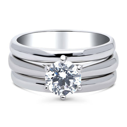 Solitaire 1ct CZ Ring Set in Sterling Silver