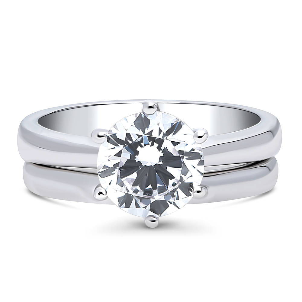 Solitaire 2ct CZ Ring Set in Sterling Silver, 1 of 19