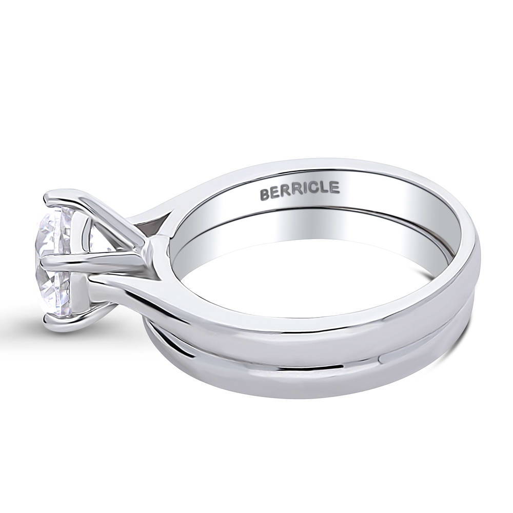 Angle view of Solitaire 2ct CZ Ring Set in Sterling Silver, 5 of 19