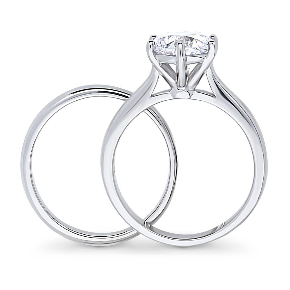 Alternate view of Solitaire 2ct CZ Ring Set in Sterling Silver, 8 of 19