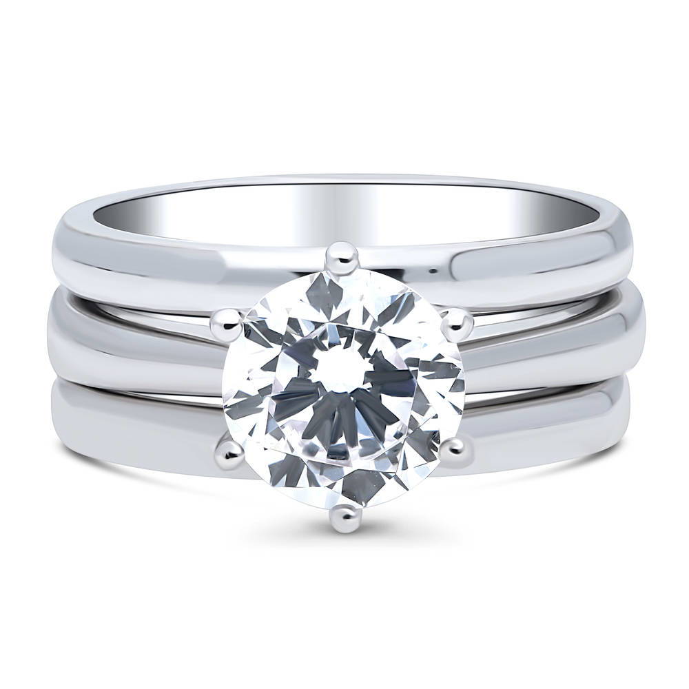 Solitaire 2ct CZ Ring Set in Sterling Silver, 1 of 19