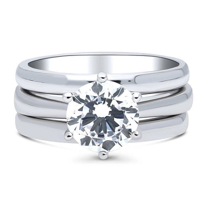 Solitaire 2ct CZ Ring Set in Sterling Silver