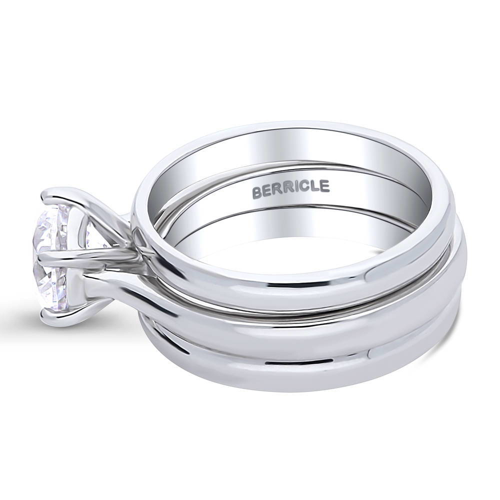 Angle view of Solitaire 2ct CZ Ring Set in Sterling Silver, 5 of 19