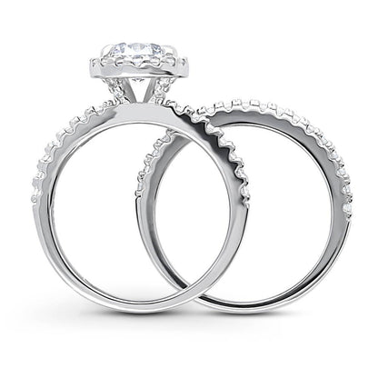 Halo CZ Ring Set in Sterling Silver