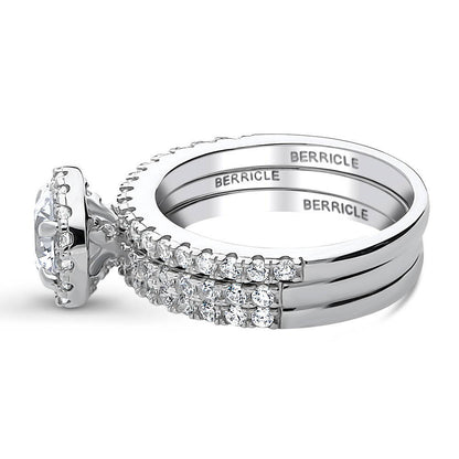 Halo CZ Ring Set in Sterling Silver