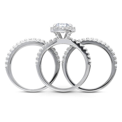 Halo CZ Ring Set in Sterling Silver