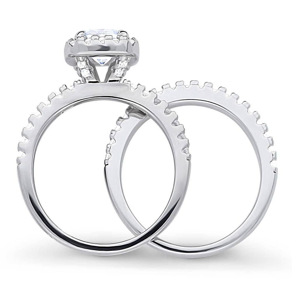 Alternate view of Halo Cushion CZ Ring Set in Sterling Silver, 6 of 13