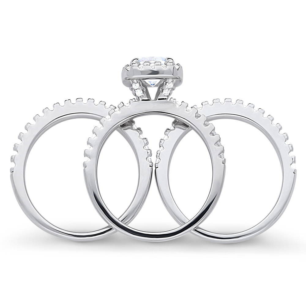 Alternate view of Halo Cushion CZ Ring Set in Sterling Silver, 8 of 14