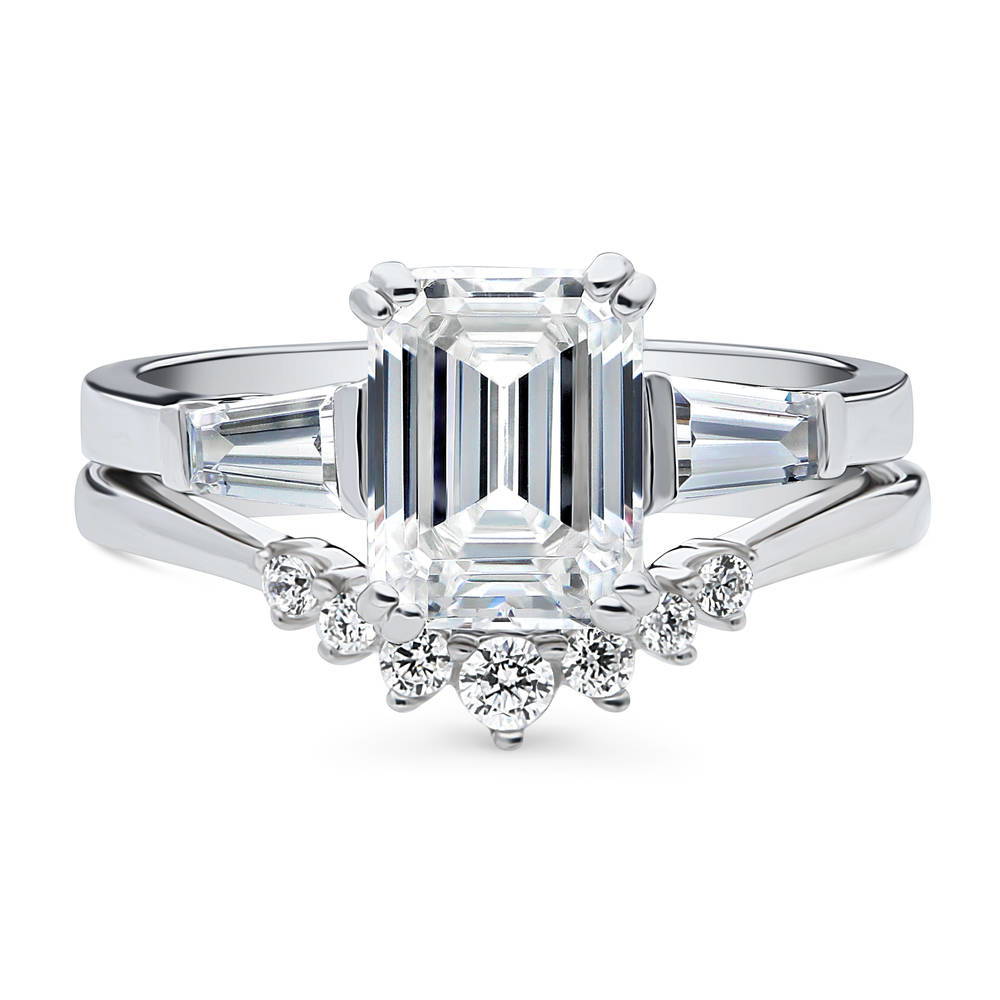 3-Stone Wishbone 7-Stone 2.1ct CZ Ring Set in Sterling Silver, 1 of 20