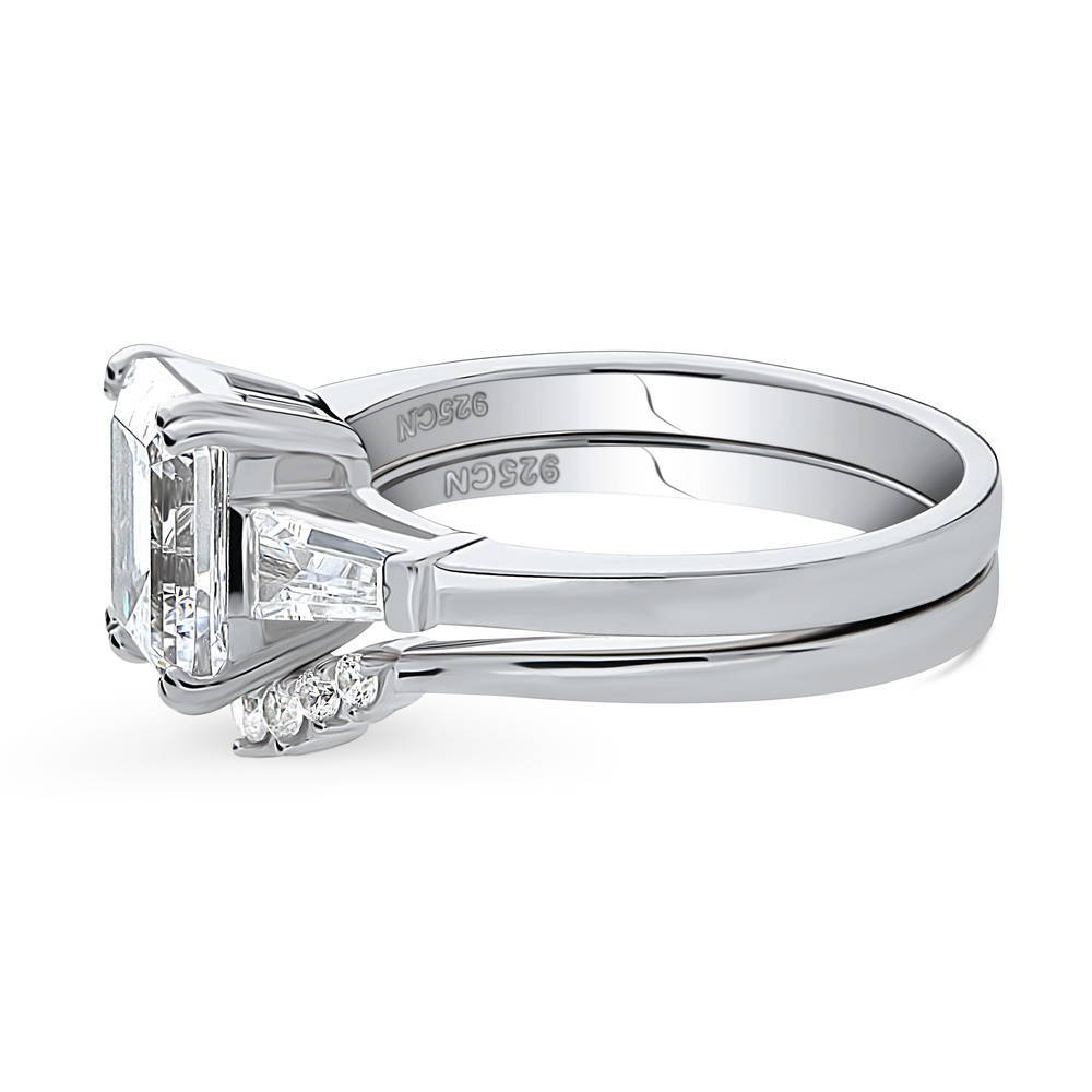 3-Stone Wishbone 7-Stone 2.1ct CZ Ring Set in Sterling Silver