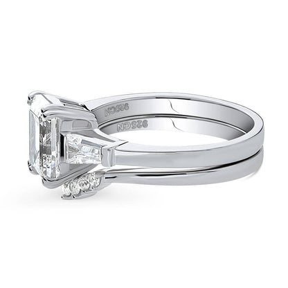 3-Stone Wishbone 7-Stone 2.1ct CZ Ring Set in Sterling Silver