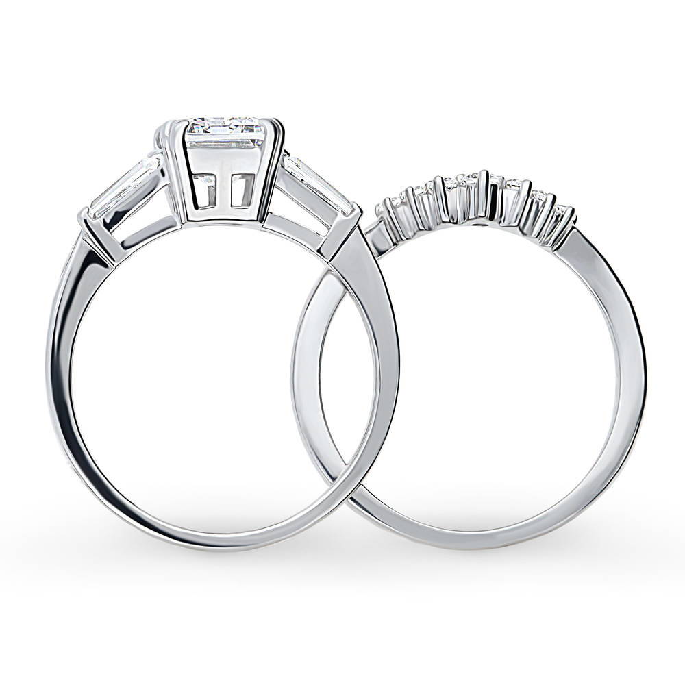 3-Stone Wishbone 7-Stone 2.1ct CZ Ring Set in Sterling Silver