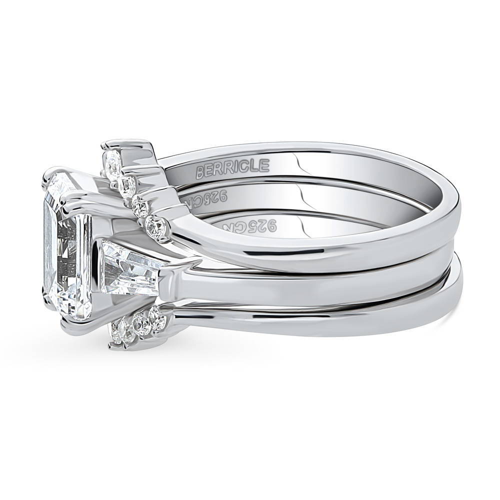 3-Stone Wishbone 7-Stone 2.1ct CZ Ring Set in Sterling Silver