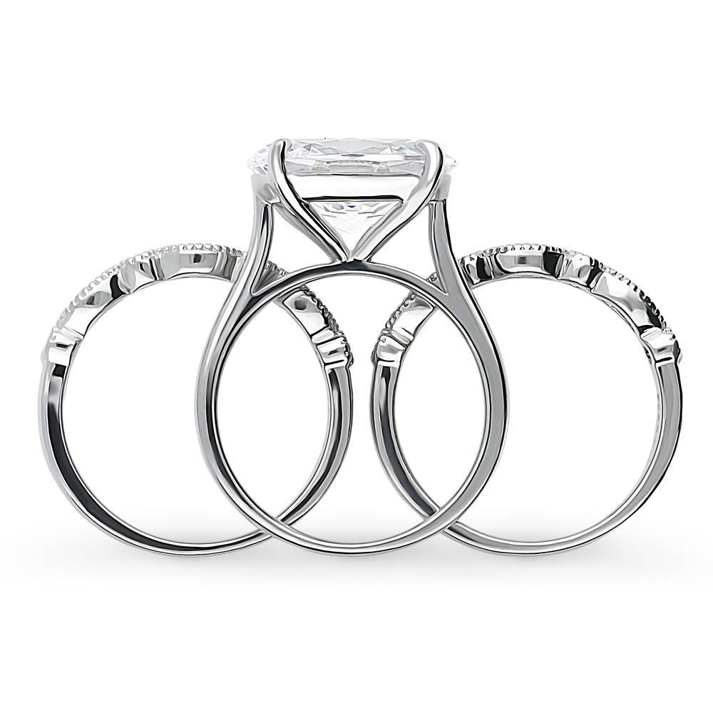 Alternate view of East-West Solitaire CZ Ring Set in Sterling Silver, 6 of 18