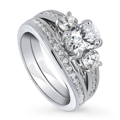 3-Stone 1.2ct Oval CZ Ring Set in Sterling Silver