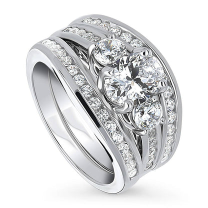 3-Stone 1.2ct Oval CZ Ring Set in Sterling Silver