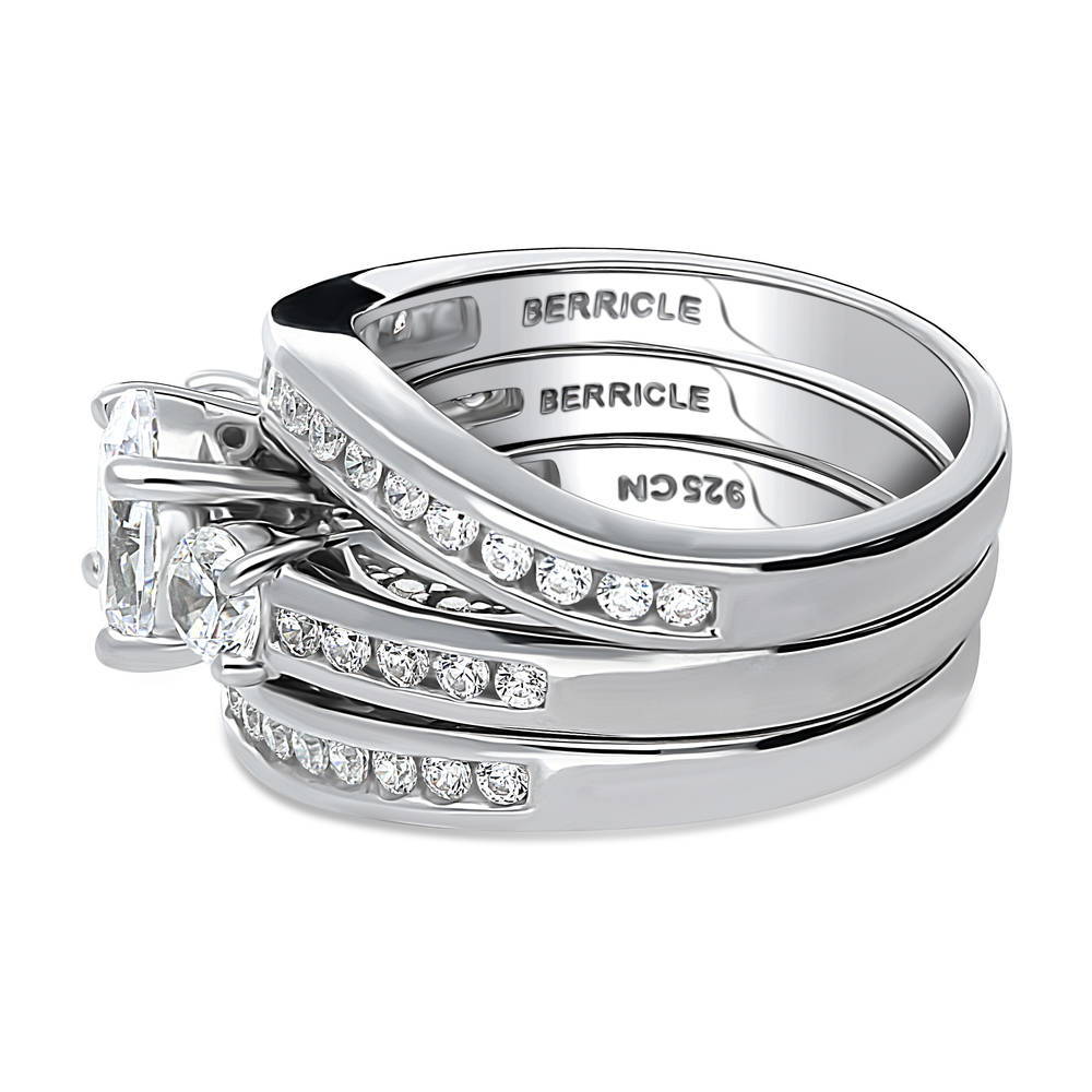 Angle view of 3-Stone 1.2ct Oval CZ Ring Set in Sterling Silver, 5 of 18
