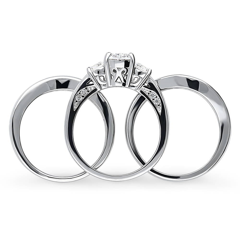 3-Stone Oval CZ Ring Set in Sterling Silver