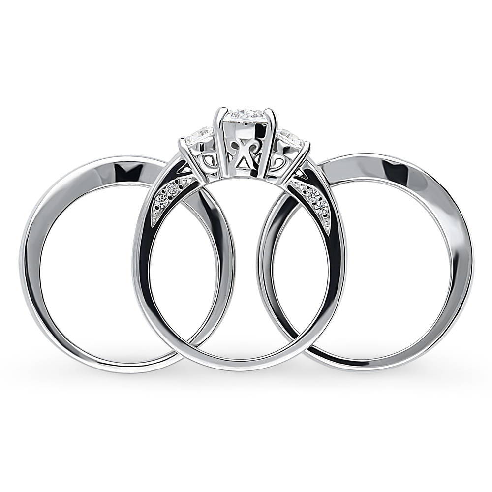 Alternate view of 3-Stone 1.2ct Oval CZ Ring Set in Sterling Silver, 8 of 18