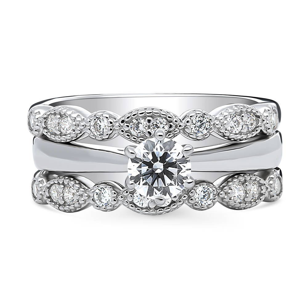 Solitaire Milgrain Art Deco 0.45ct CZ Ring Set in Sterling Silver, 1 of 20