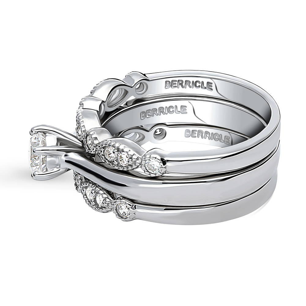 Solitaire Milgrain Art Deco 0.45ct CZ Ring Set in Sterling Silver