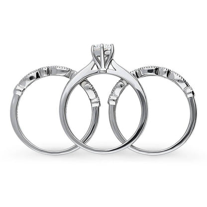 Solitaire Milgrain Art Deco 0.45ct CZ Ring Set in Sterling Silver