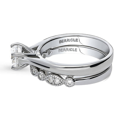Solitaire Milgrain Art Deco 1ct CZ Ring Set in Sterling Silver