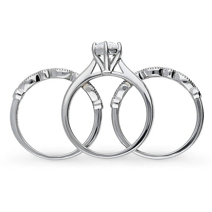 Solitaire Milgrain Art Deco 1ct CZ Ring Set in Sterling Silver