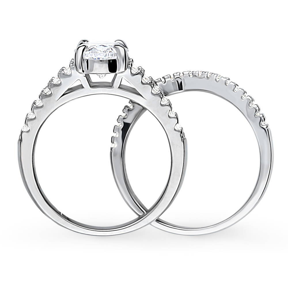 Solitaire 2.7ct Oval CZ Split Shank Ring Set in Sterling Silver