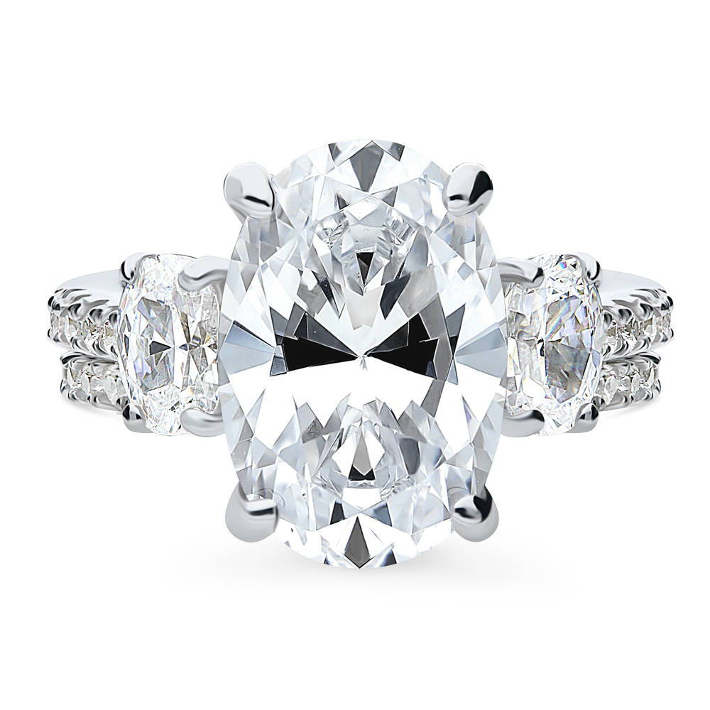 3-Stone 5.5ct Oval CZ Ring Set in Sterling Silver