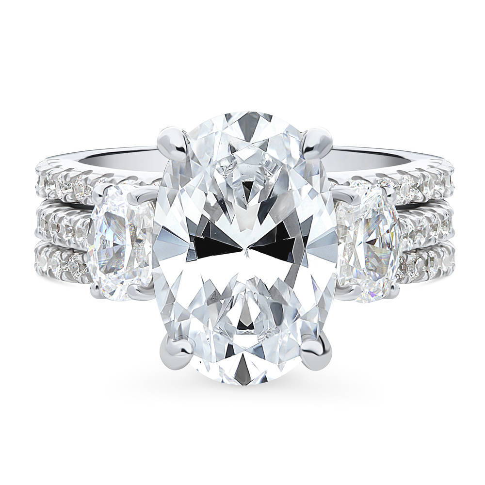 3-Stone 5.5ct Oval CZ Ring Set in Sterling Silver