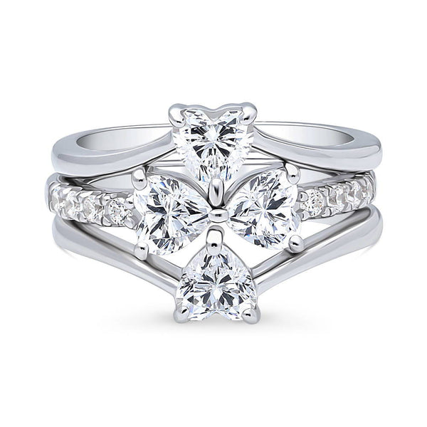 ★TATIANA★ (SILVER925) Twinkle Heart Cubic Ring CR1816 White Cubic Zirconia Rhodium Over Sterling Silver Heart Ring