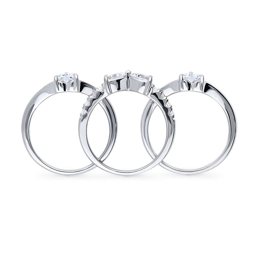 Alternate view of Solitaire Bow Tie Heart Heart CZ Ring Set in Sterling Silver, 8 of 13