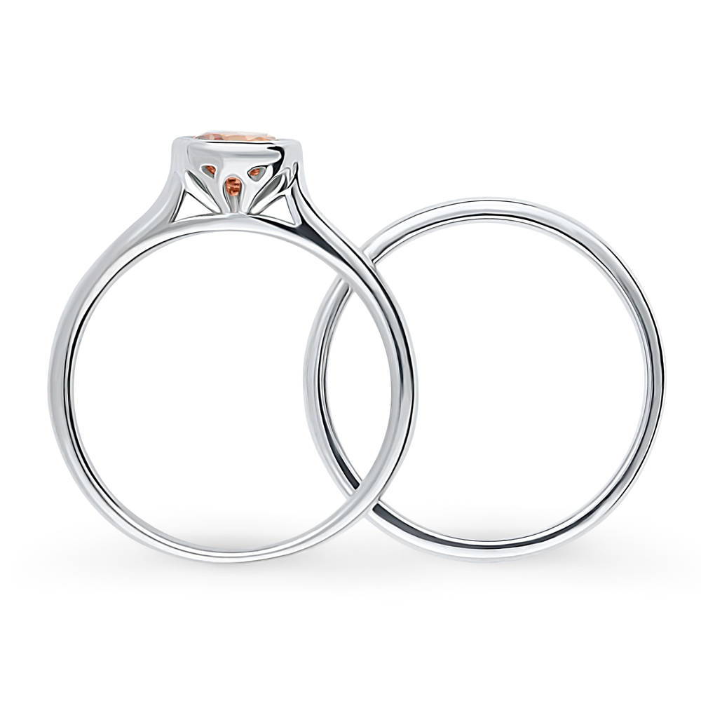 Alternate view of Solitaire 0.8ct Caramel Bezel CZ Ring Set in Sterling Silver, 8 of 11