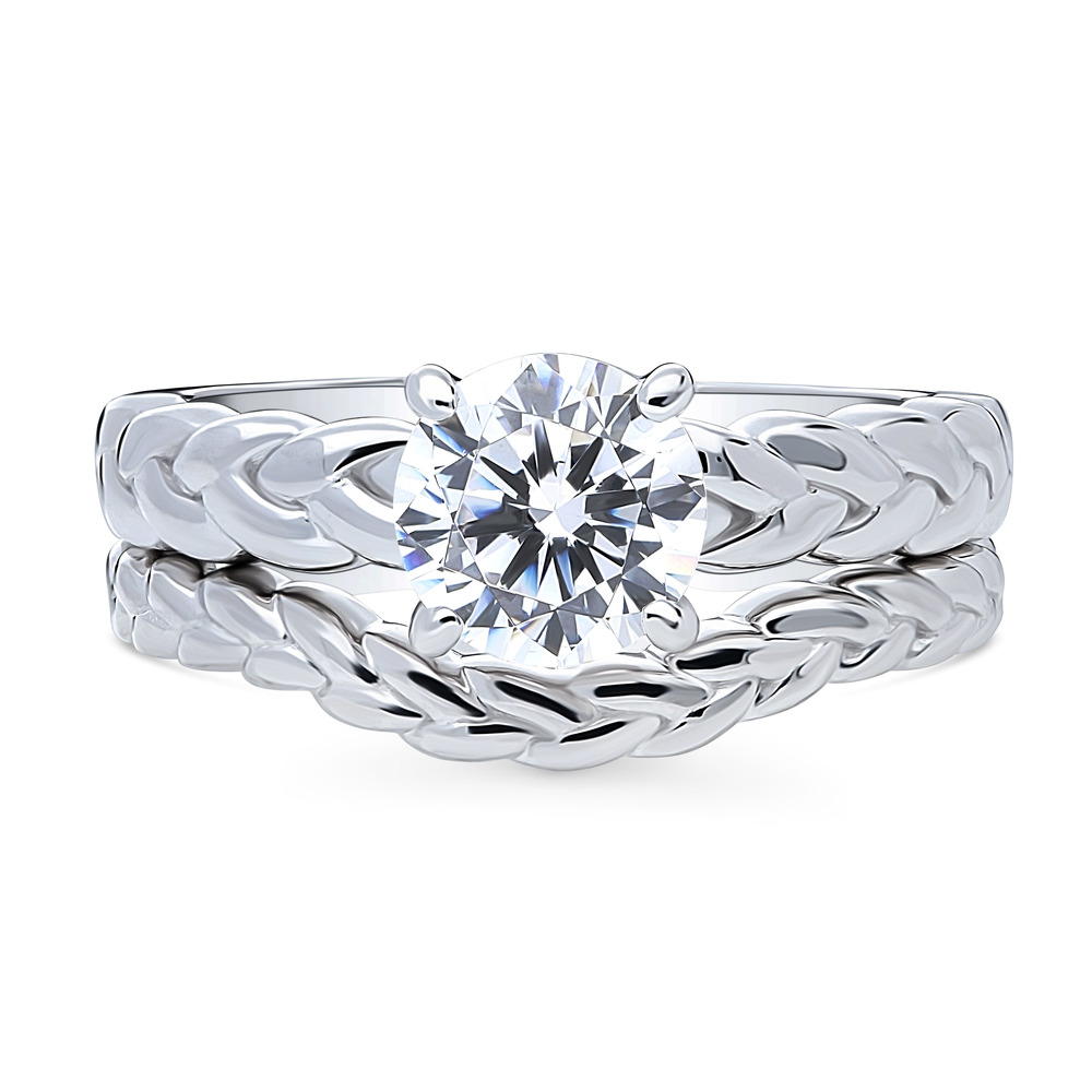 Solitaire Woven 1.25ct Round CZ Ring Set in Sterling Silver, 1 of 17