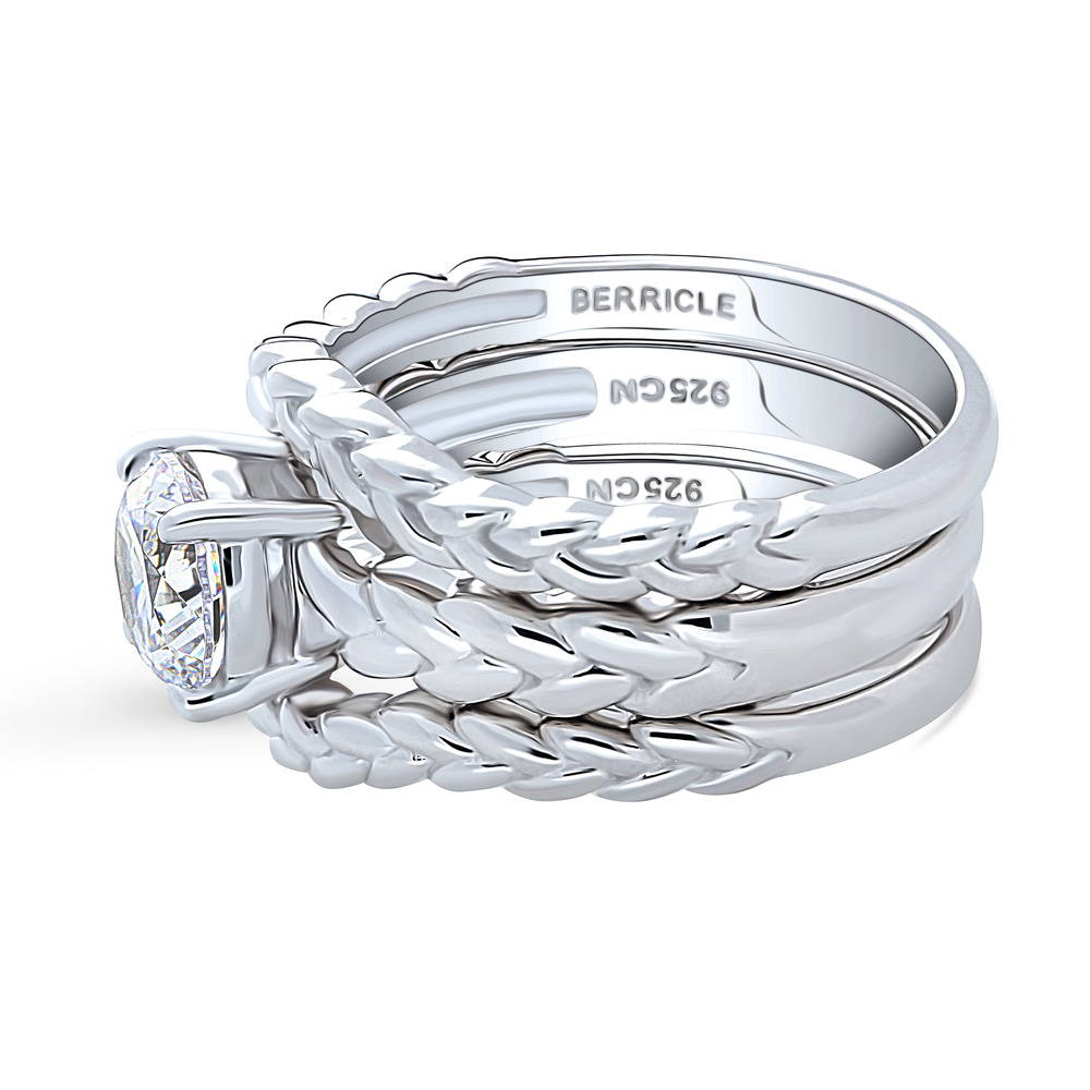 Solitaire Woven 1.25ct Round CZ Ring Set in Sterling Silver