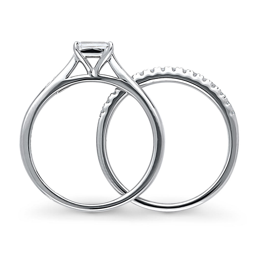 Alternate view of East-West Solitaire CZ Ring Set in Sterling Silver, 8 of 14