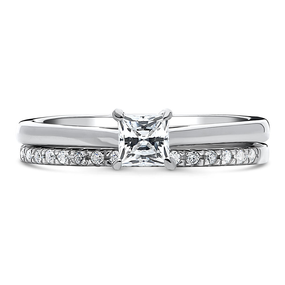 Solitaire 0.4ct Princess CZ Ring Set in Sterling Silver, 1 of 15