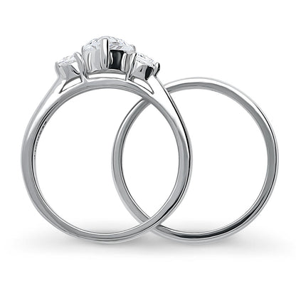 3-Stone Heart 0.7ct Heart CZ Ring Set in Sterling Silver