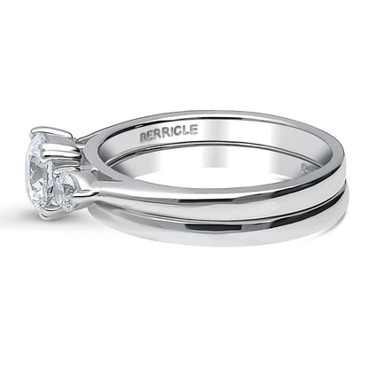 3-Stone 0.8ct CZ Ring Set in Sterling Silver