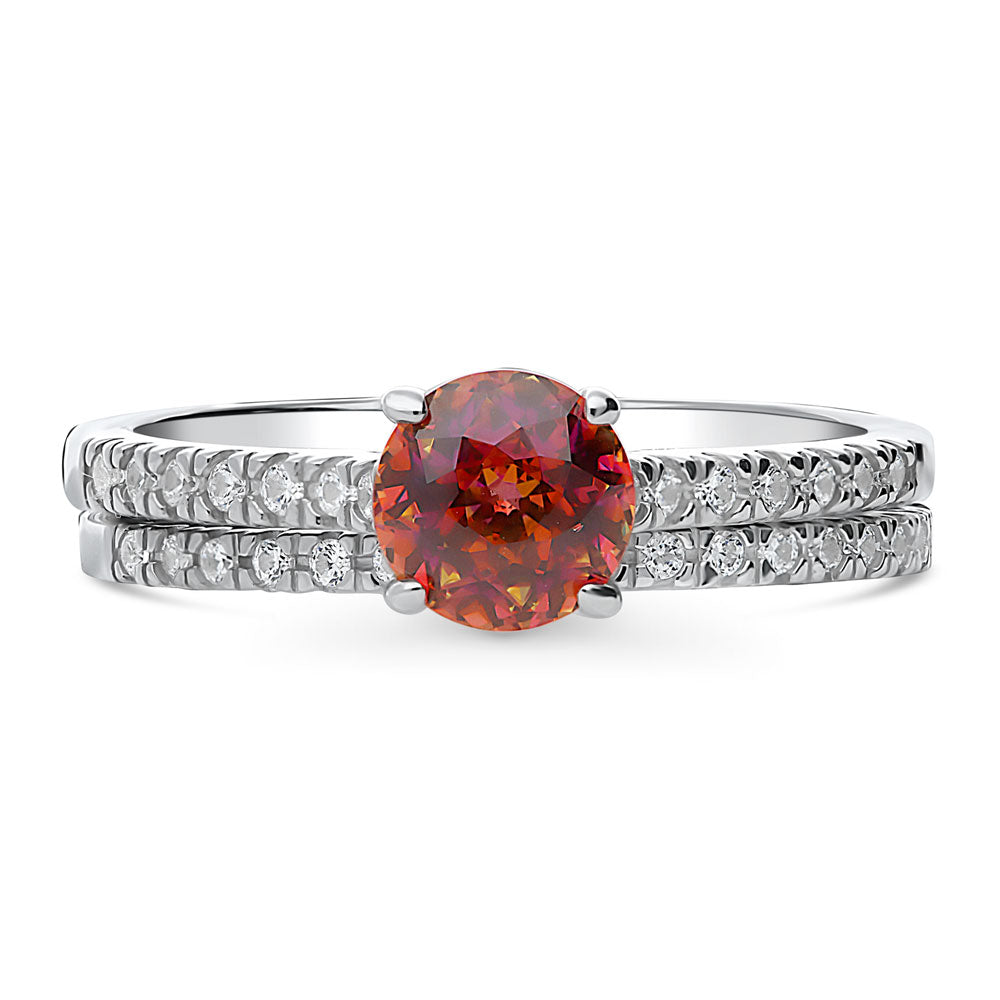 Kaleidoscope Solitaire Red Orange CZ Ring Set in Sterling Silver, 1 of 12