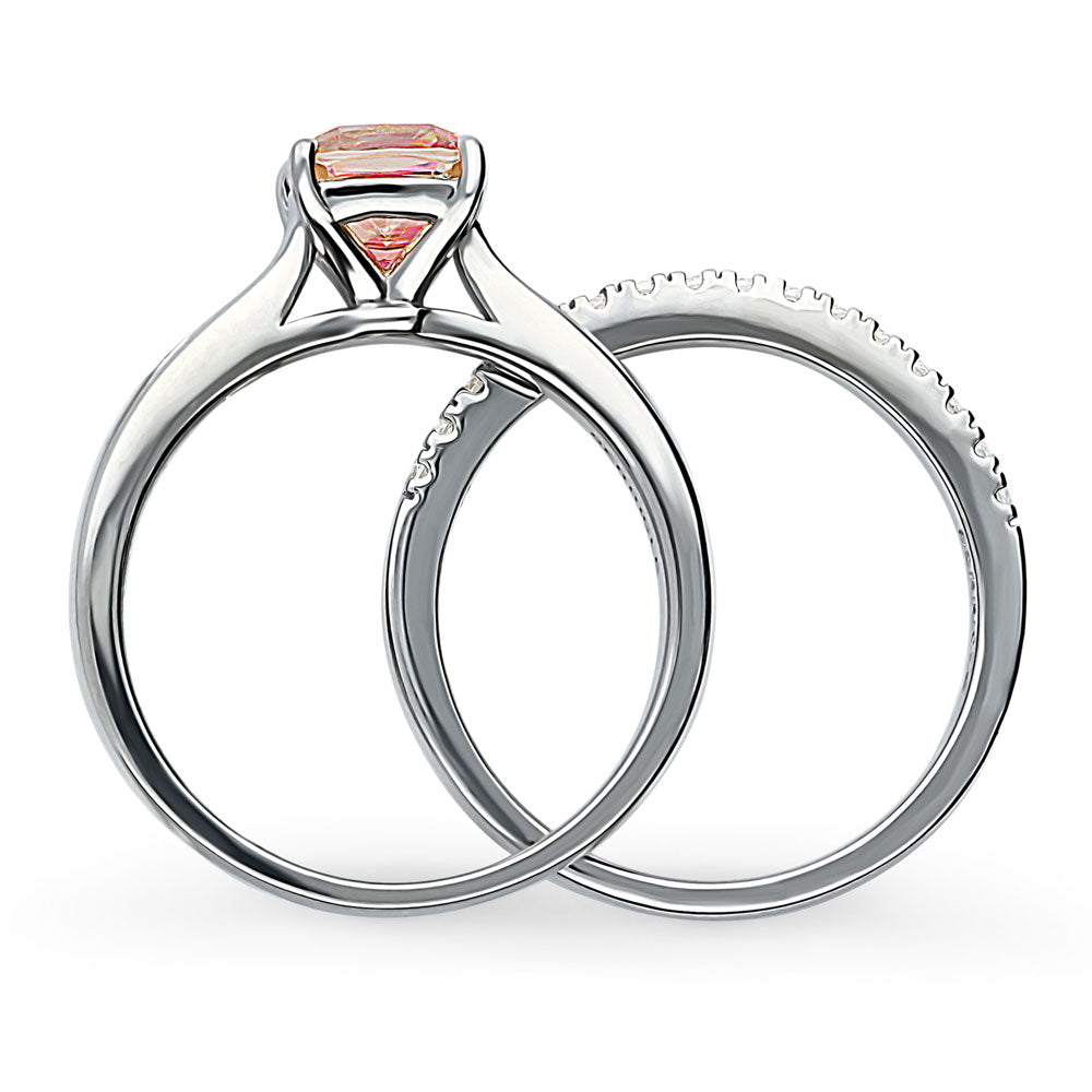Alternate view of Kaleidoscope Solitaire Red Orange CZ Ring Set in Sterling Silver, 8 of 11