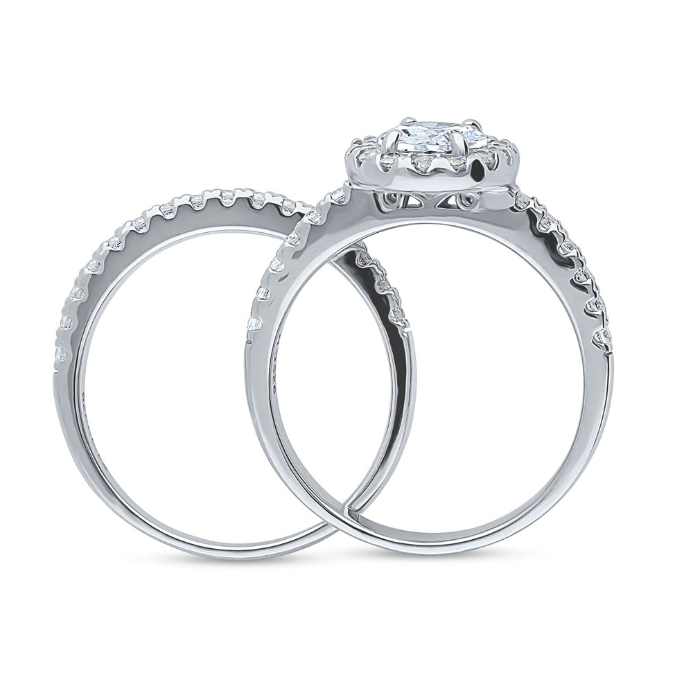 Alternate view of Halo Oval CZ Ring Set in Sterling Silver, 6 of 16