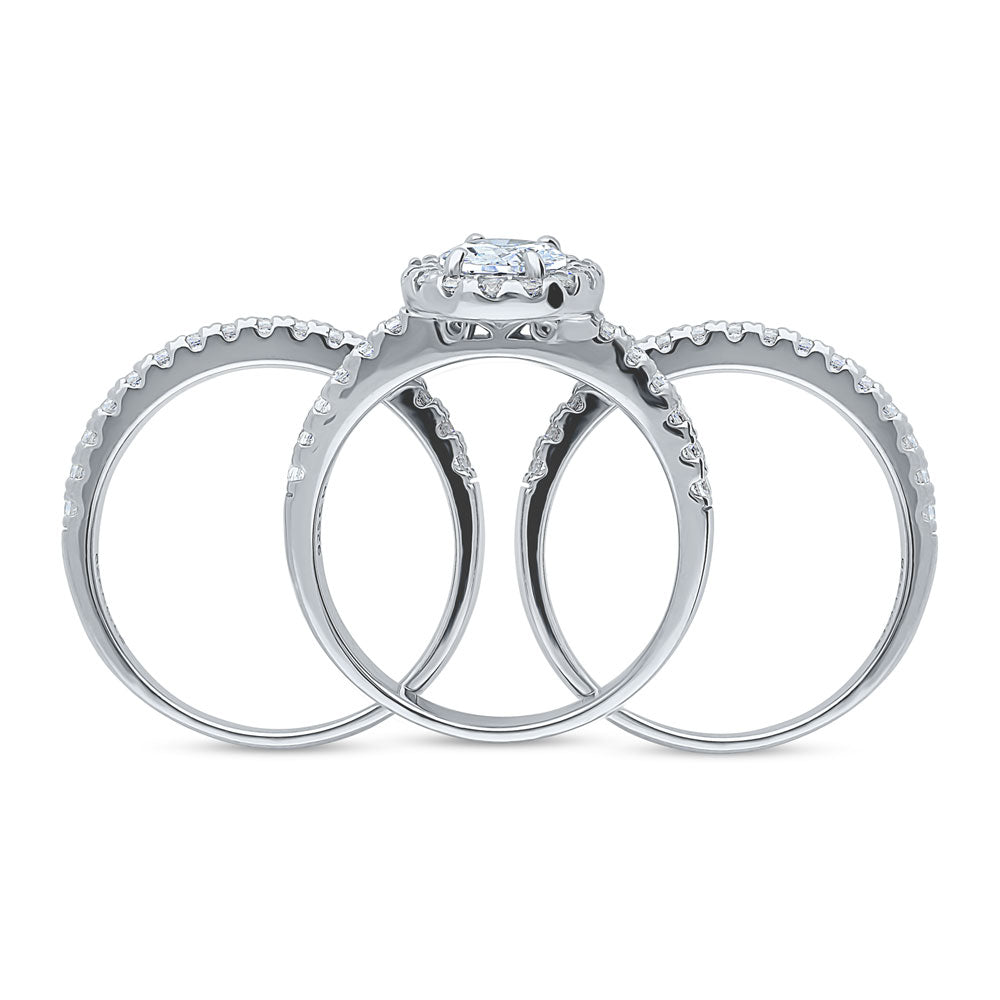 Alternate view of Halo Oval CZ Ring Set in Sterling Silver, 7 of 15