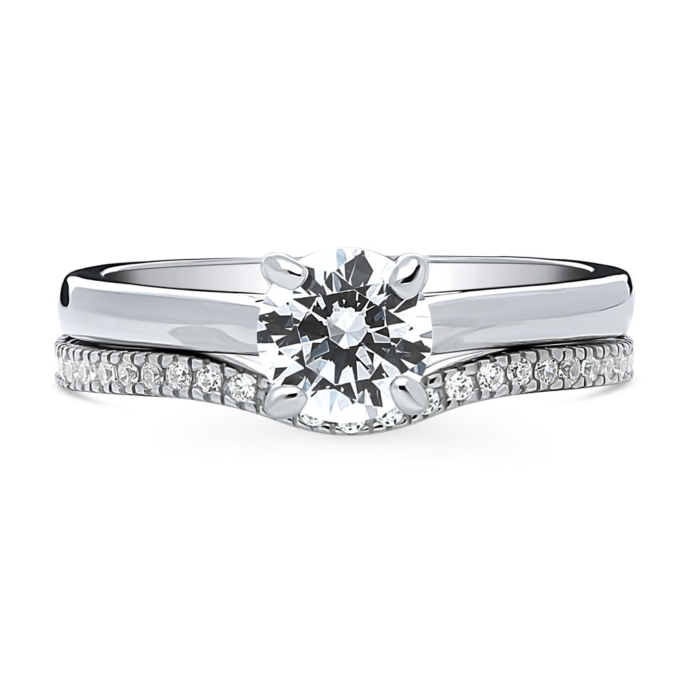 Solitaire 0.8ct Round CZ Ring Set in Sterling Silver